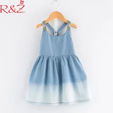 R& Z/новое платье для девочек г. Повседневные Летние Стильные платья bull-puncher детская одежда из хлопка джинсовое платье с открытой спиной От 3 до 7 лет на бретельках