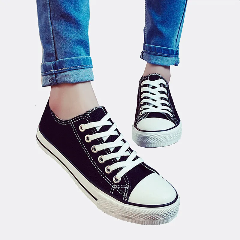 

RGKWXYER Fashion Female Flat Vulcanize Shoes Lace-up Sneakers Couple Casual Canvas Shoes Comfortable Casual Shoes Women's Shoes
