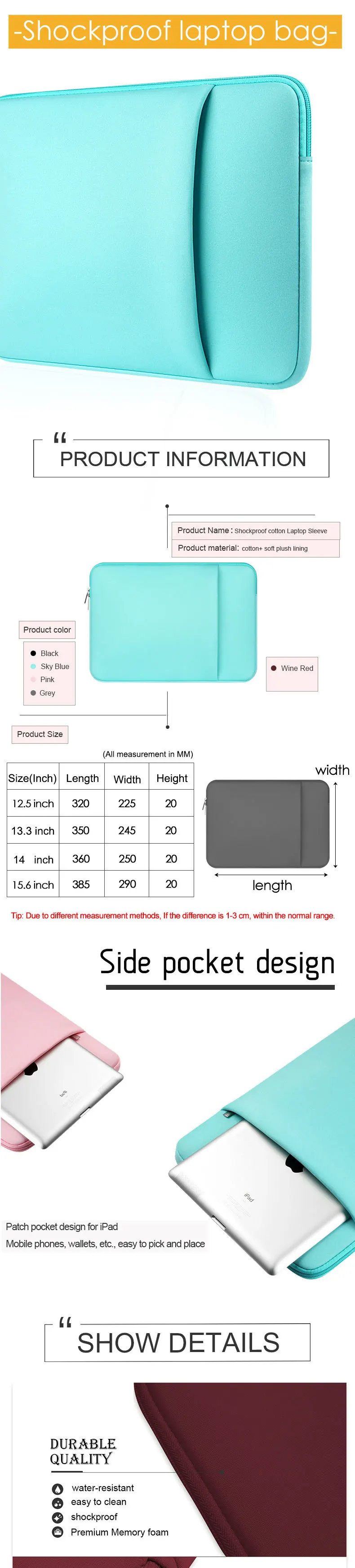 Обновленный чехол для ноутбука 12 13 14 15,6 дюймов для Macbook Air Pro с мягкой плюшевой подкладкой, водонепроницаемая сумка на молнии для ноутбука