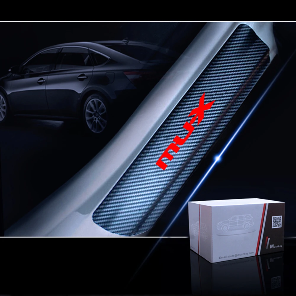 Для Isuzu MUX MU-X, автомобильная Накладка на порог двери, защитная накладка на пороги, наклейка s 4D, Виниловая наклейка из углеродного волокна, 4 шт., автомобильные аксессуары