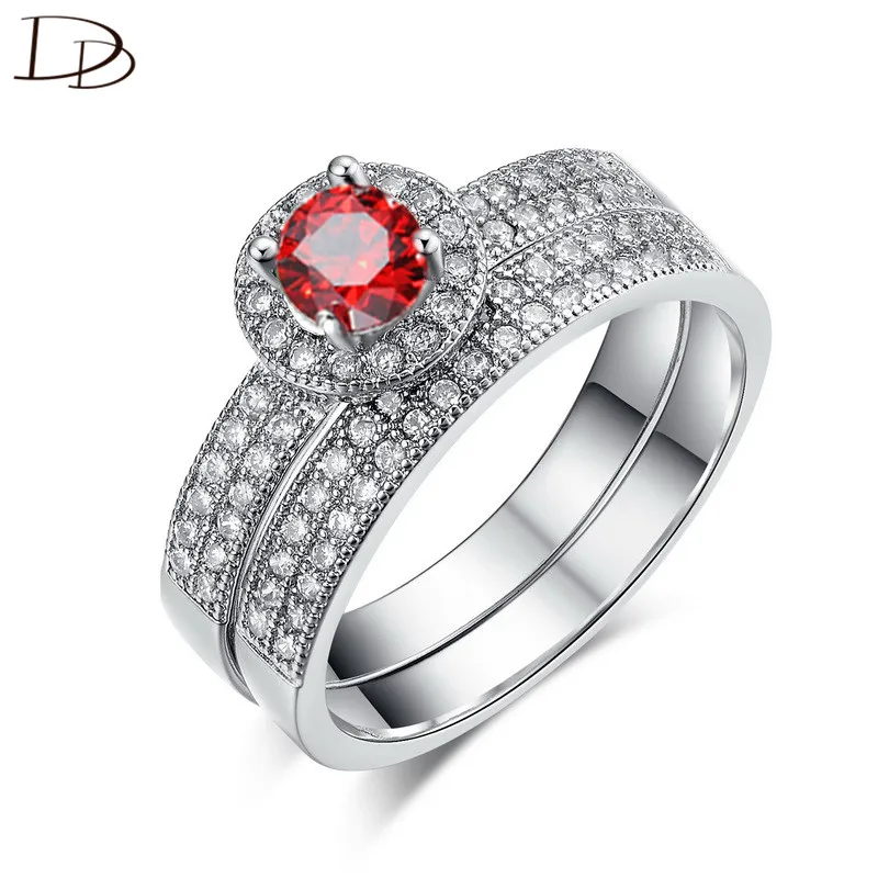 DODO, роскошное модное обручальное кольцо Bague Bijoux с 2 круглыми кольцами, AAA циркония, ювелирное изделие для женщин, серебряный цвет и белая медь, Kpop DD007 - Цвет основного камня: MSR091