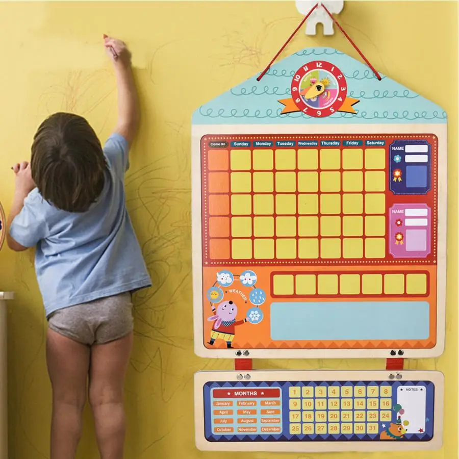 

Educational Magnetic Responsibility Chart Drawing Book Wooden Children's Magnetic Behavior Record Board Kid's Educational Toy