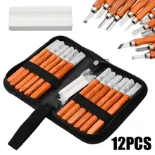 12pcs/set Wood Handle Wood Carving Chisel Scalpel Tools Set Cutter Woodcut Knife Woodworking Hand Tool Kit 6 pcs set hand carving tools chisel woodcut chip part costume for art knife seal cutting wood working tool free shipping