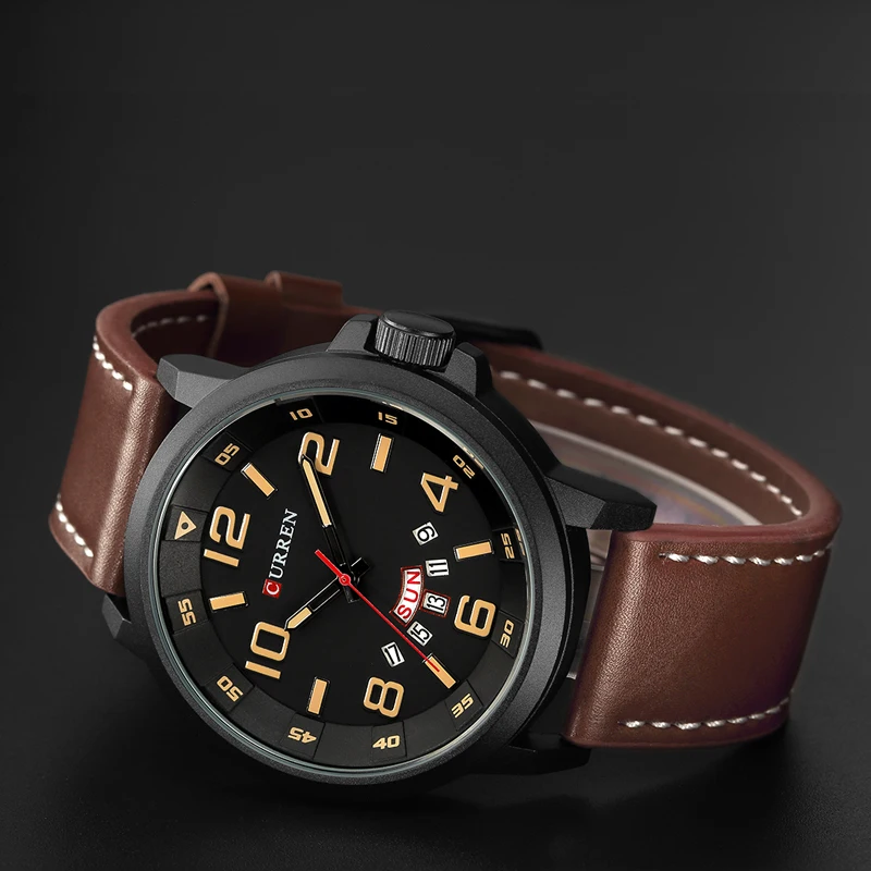Top Brand Luxury CURREN Men Sports Watches Men's Army Military Leather Quartz Watch Male Waterproof
