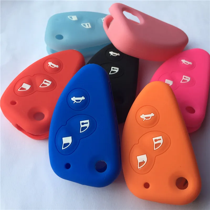 

Silicone Rubber Key FOB Cover Case Shell Skin Protected for Alfa Romeo 147 156 166 GT JTD TS flip folding remote 3 Button key
