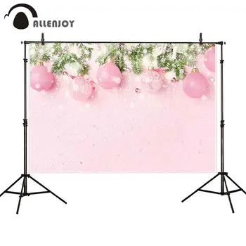 

Allenjoy photography background Christmas glitter decoration fir leaves snow pink New Year backdrop photobooth photocall props