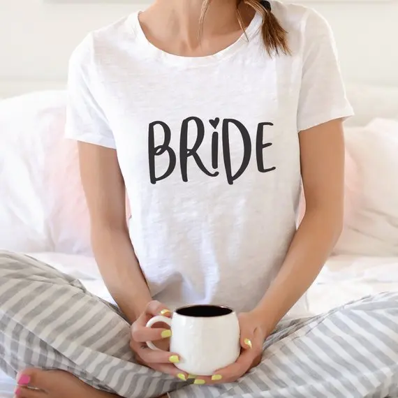 

Bachelorette Party Shirt Team Bride Bridesmaid Heart T-shirt Letter Print Summer O-neck Short Sleeve Female Top Tee Drop Ship