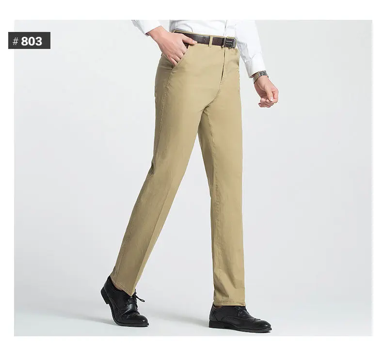 2018 Casual Straight Pants Men Cotton Cargo Men Pants Spring Summer Autumn Male Work Trousers High Waist Full Length Solid Color-09