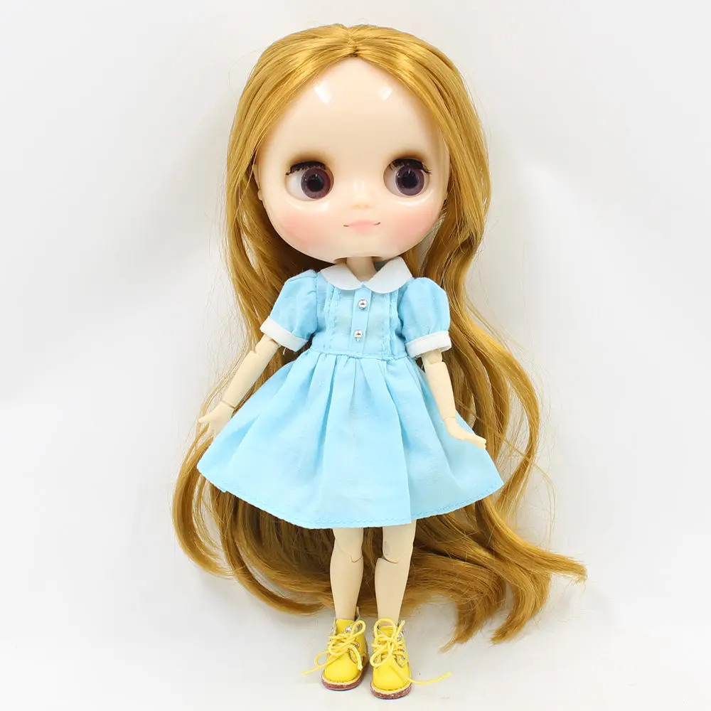 

Middie blyth doll 210BL0635 gold long hair without bangs 20cm joint body purple eye middle blyth doll 1/8 bjd toys girl gift