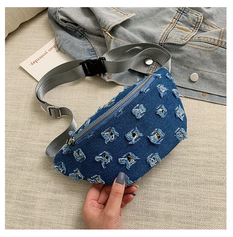 Женская поясная сумка женская модная джинсовая нагрудная сумка холщовые сумки для девушек через плечо пояс Сумка для путешествий Повседневная поясная сумка 030373