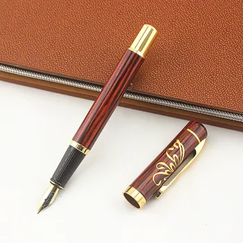 

Luxury Red Wood Fountain Pen Iraurita Creative Diamond gold clip Writing Pens School Office Stationery Gifts Supplies Ink pen