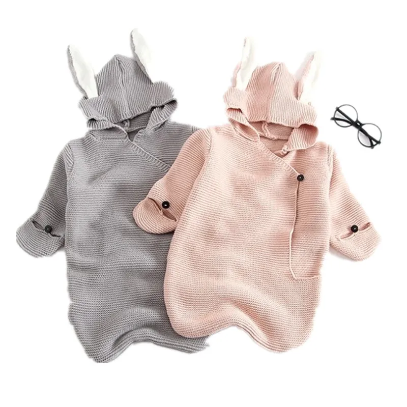 2019 Baby Girl Winter Clothes Boys And Girls Sweaters 3D Rabbit Cotton Pullover Knitted Sleeping Bag Infants Knit Wear |
