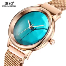 IBSO Брендовые женские кварцевые часы с алмазным режущим стеклом, женские наручные часы с магнитным сетчатым ремешком Aurora, женские наручные часы Montre Femme