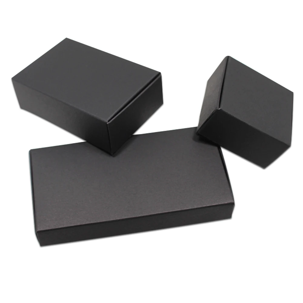 

30PCS Black Cardboard Paper Box Blank Kraft Paper Carton Foldable Handmade Soap Jewelry Boxes for Party Toy Gift Craft Packaging