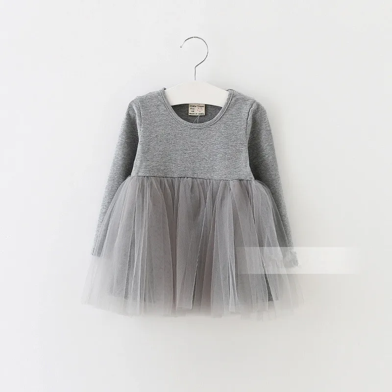 Baby Girl Clothes Girls Dress Cotton Mesh Princess Dress Long Sleeve Solid Ball Gown Baby Dress Children Clothing