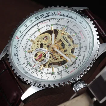 

SEWOR Men Top Brand Leather Strap Gear Case Automatic Watches Luxury Vintage Skeleton Mechanical Watch Male Gift Wristwatches
