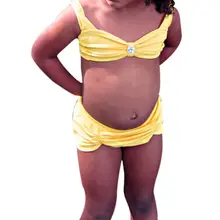 Новинка, комплект бикини для девочек из двух предметов, детский купальный костюм для маленьких девочек, милый купальный костюм с галстуком-бабочкой, пляжная одежда для детей 2-7 лет