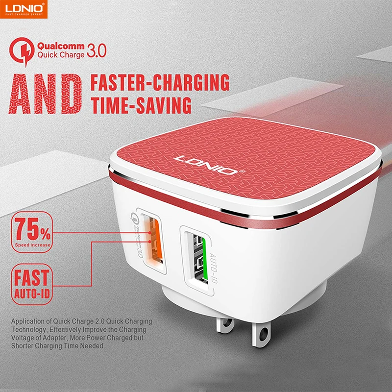5V 2.4A Universal USB LDNIO A2405-Q Smart Travel Adapter Wall Portable EU UK US Plug For Samsung Xiaomi 50pcs/Lot 5V 2.4A Universal USB LDNIO A2405-Q Smart Travel Adapter Wall Portable EU UK US Plug For Samsung Xiaomi 50pcs/Lot