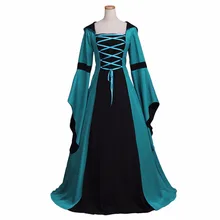 Medieval Dress Cosplay Adult’s Peacock Green Vintage Gothic Victorian Dress Costume Cosplay for Halloween Carnival Party