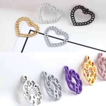 

50pcs/lot color alloy Spray paint hearts/round shape alloy floating charms diy jewelry earring pendants accessory