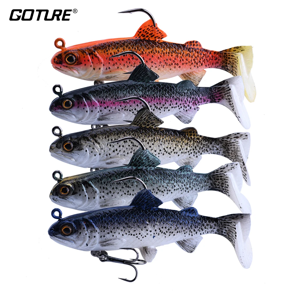 

Goture 5pcs/lot Swimbaits Fishing Lure Wobblers Silicone Soft Bait 3D Eyes Artificial Fish 8.3cm/12.5g Sea Bass Fishing Lures