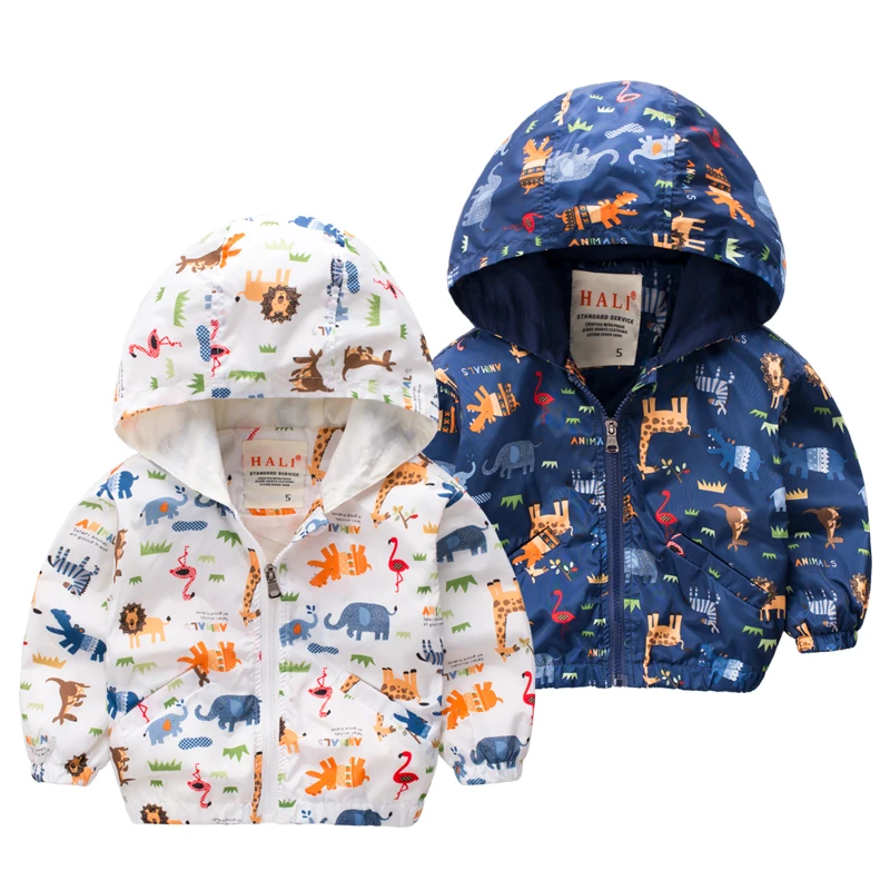 Animal Printed Baby Girls Jacket Active Hooded Outerwear Coats Boys
