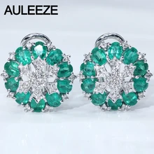 Овальная огранка, натуральный изумруд, драгоценный камень, ювелирное изделие, 14 к, белое золото, клипсы для женщин, натуральный настоящий бриллиант, серьги для свадьбы, помолвки