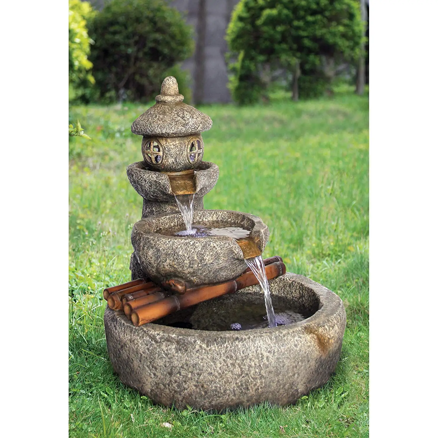 Дизайн Toscano Азиатский Декор фонтан воды с светодиодный свет-спокойные пружины Пагода Фонтан-наружная особенность воды