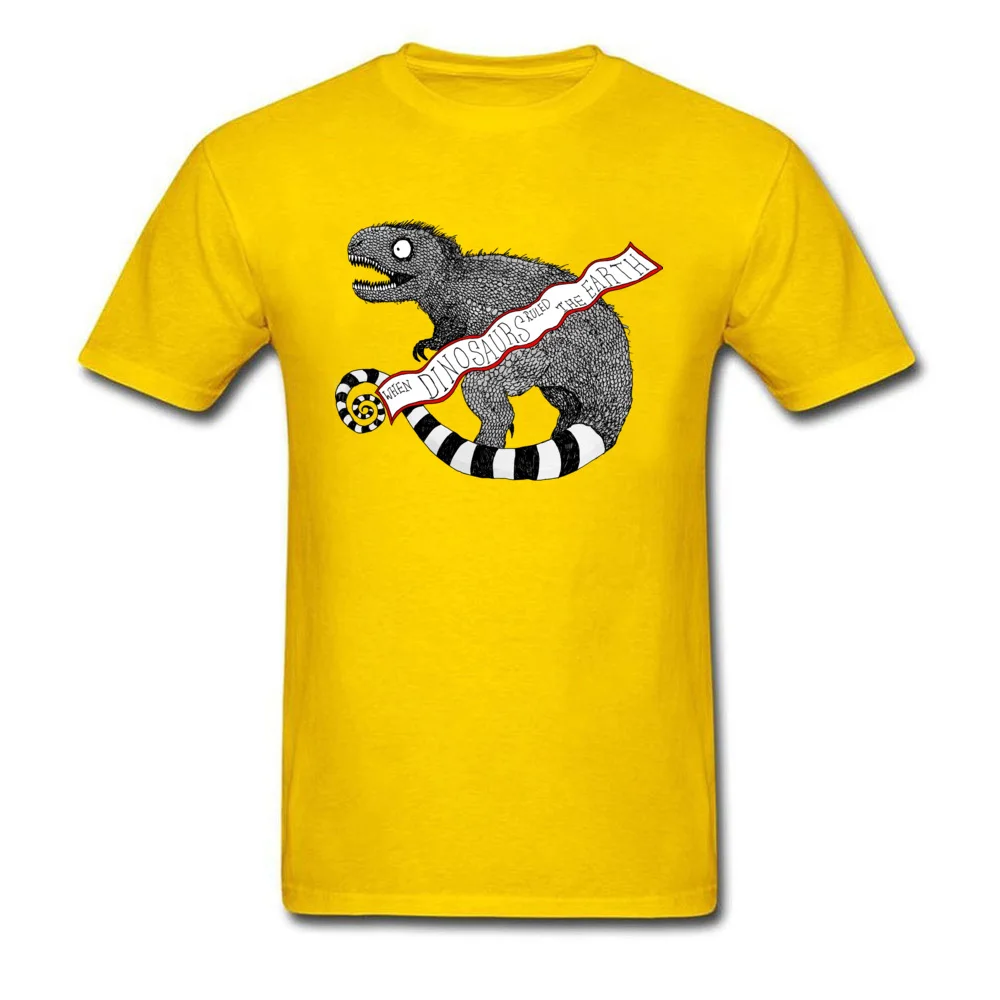 Burton esque Tyrannosaurus Rex O Neck T-shirts Summer Tops Shirts Short Sleeve Funny 100% Cotton Street Tee-Shirts Design Men Burton esque Tyrannosaurus Rex yellow