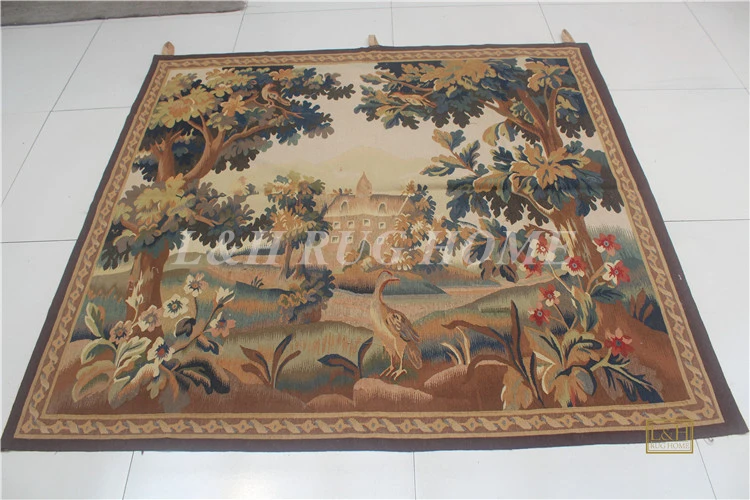 

Free shipping 5.4'X4.9' Aubusson Tapestry, Aubusson woolen tapestry, hand woven tapestry for home decoration