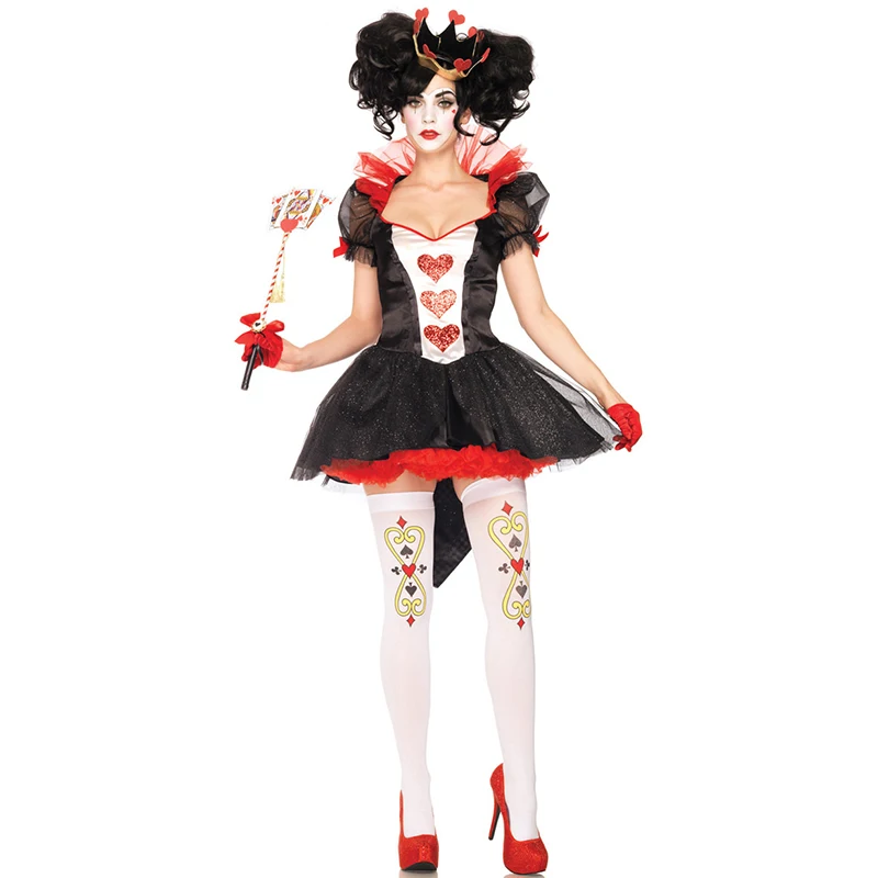 

Queen of Hearts Costume Alice in Wonderland Party Fancy Dress Adult Women Halloween Fantasia Evil Red Queen Cosplay Outfit