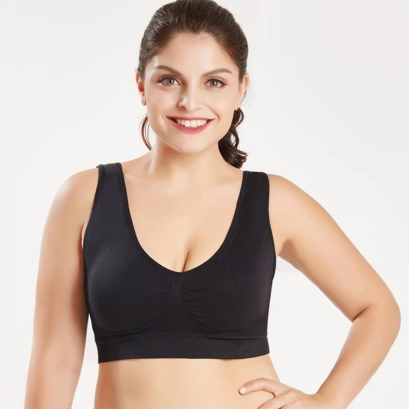 

Plus Size 4XL 5XL 6XL Sports Bra Padded Wirefree Sport Brassiere Woman High Impact Fitness Yoga Workout Sports Top GMT601