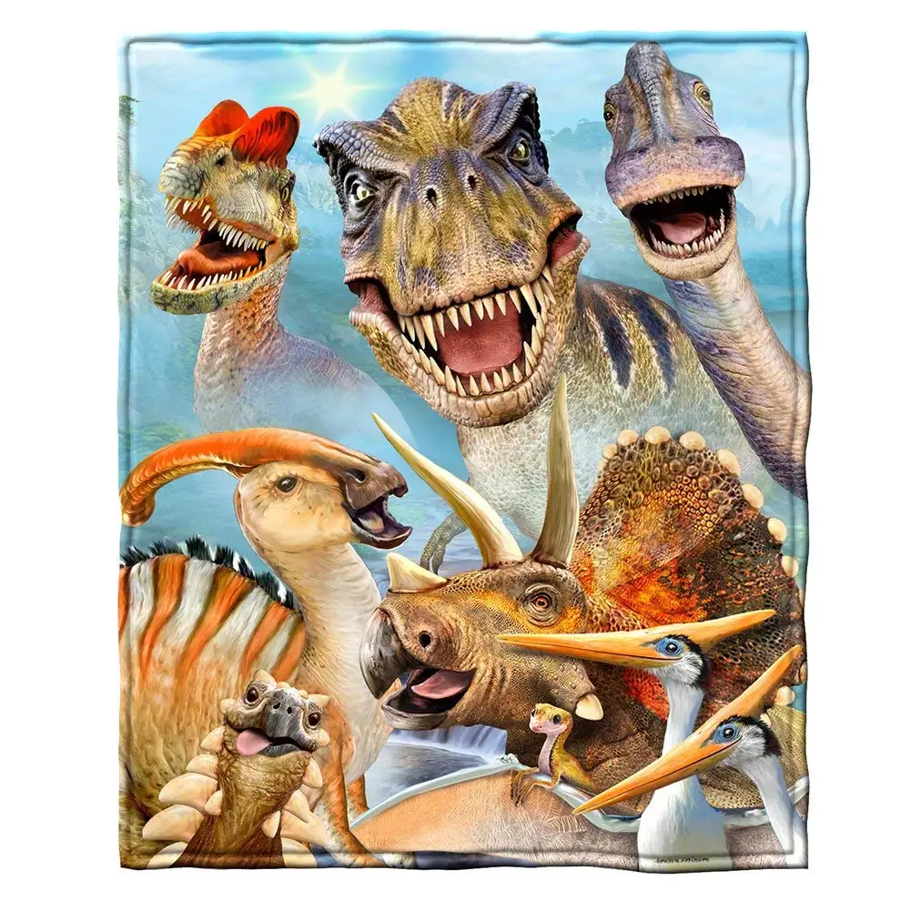 Dinosaurs Selfie Fleece Throw Custom Soft Blanketin Blankets from Home