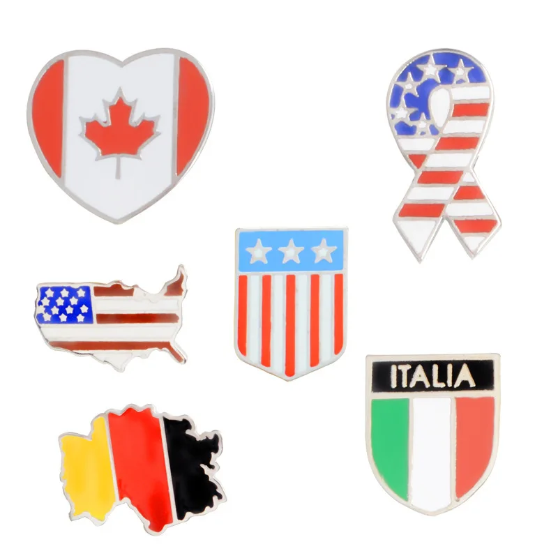 

Cute CA GE USA Italy Flags Enamel Brooch for Women Pin Stars Collar Brooches Men Badge Button Lapel Pin Broche Femme Bijoux