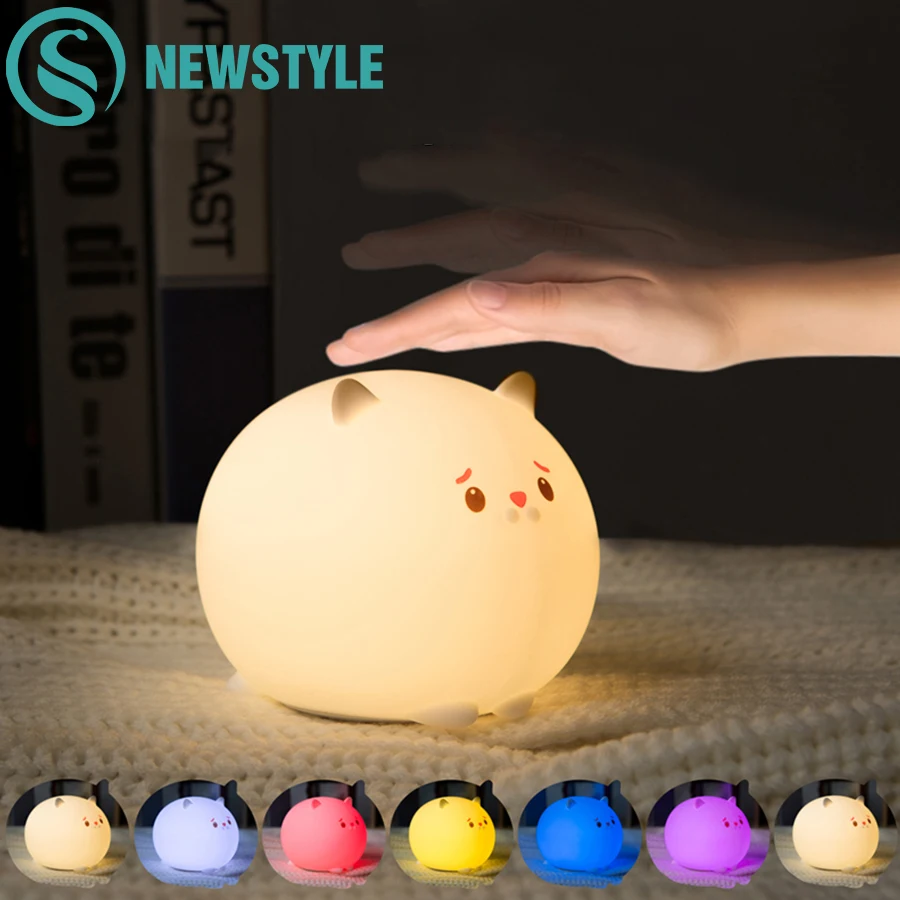  LED USB lamp Colorful Silicone Cat Night Light Cute Animal Soft Cartoon Lamps For Children Bedroom  - 33038224134