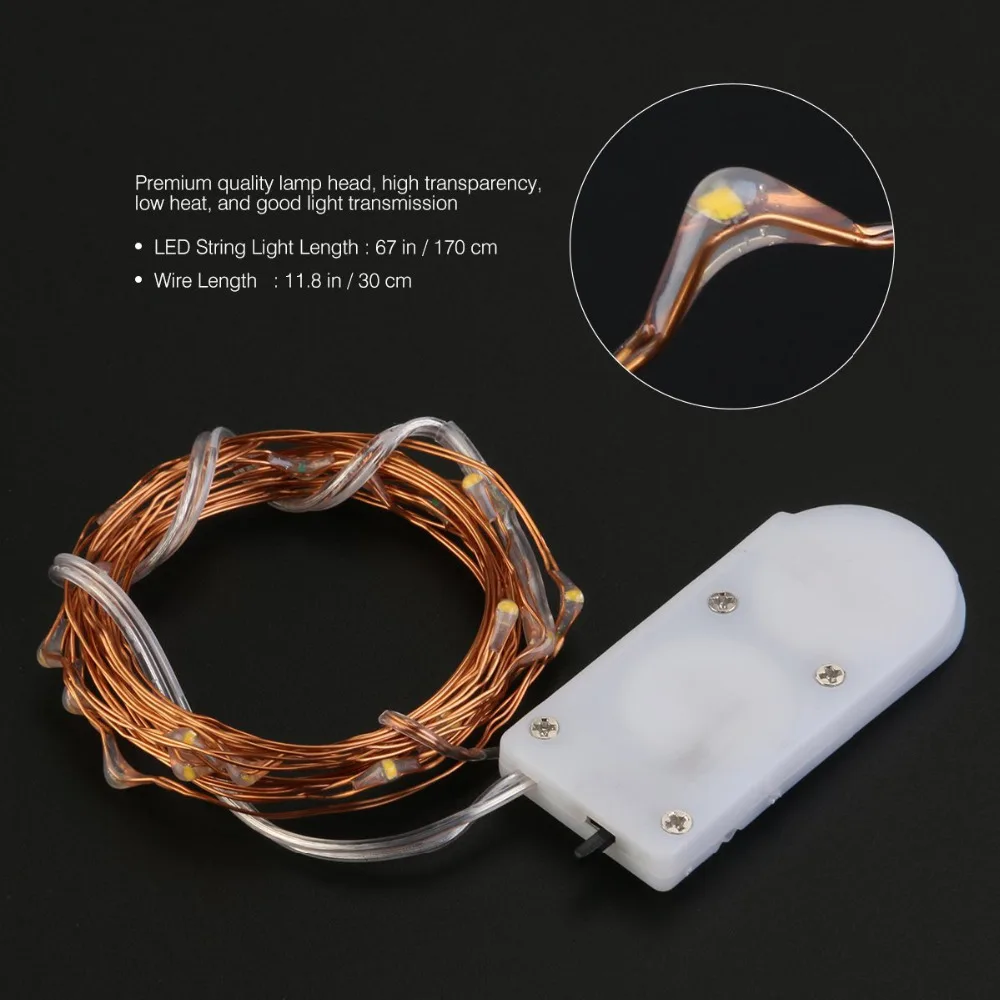 2M 20LEDs String Light Battery Operated Copper Wire Fairy Lights For Christmas Wedding Party Decoration