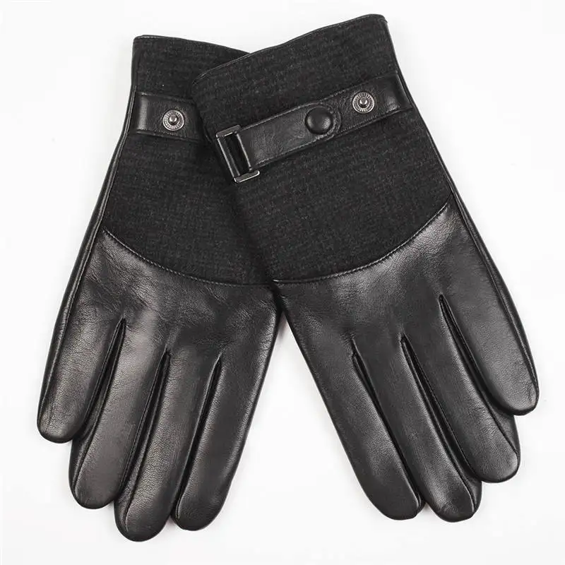 Новое поступление мужские перчатки высокое качество тачскрин Твердые наручные Модные лайковые перчатки зима плюс бархат M035nc2 - Цвет: Черный