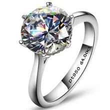 Luxury 4 Carat NSCD Simulado Anillo de Diamante Sintético para Las Mujeres de Ley 925 Anillos de Compromiso de Plata Sona Anillo de Bodas de Diamante