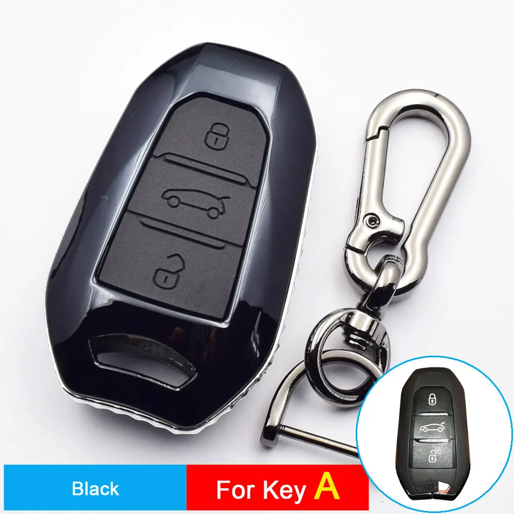 Карбоновый чехол для автомобильного ключа для Citroen C4 Grand Xsara Picasso C5 Elysee C-quarttre C3 XR Berlingo кактус Пежо чехол дистанционного брелока сумка - Название цвета: Black-Key A