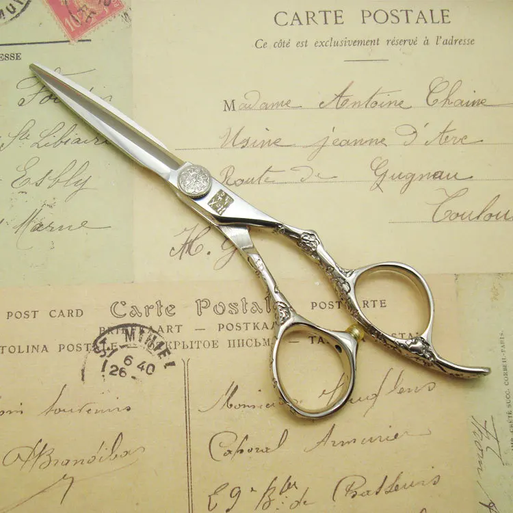 

free ship! big thumb rose handle hair styling professional Japanese 440C hair cutting shears