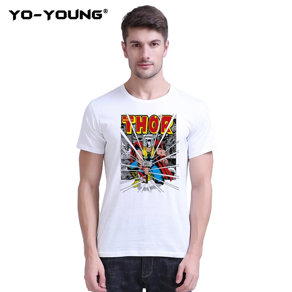 Yo-Young Men футболки Marvel Avengers Endgame Superheros THOR 100% 180 gsm чёсаные хлопковые повседневные