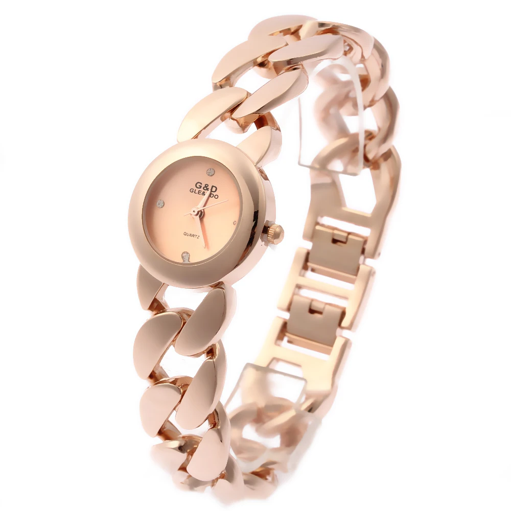 XG53 New Fashion G&D Women Wrist Watch Gold Single Chain Stainless ...
