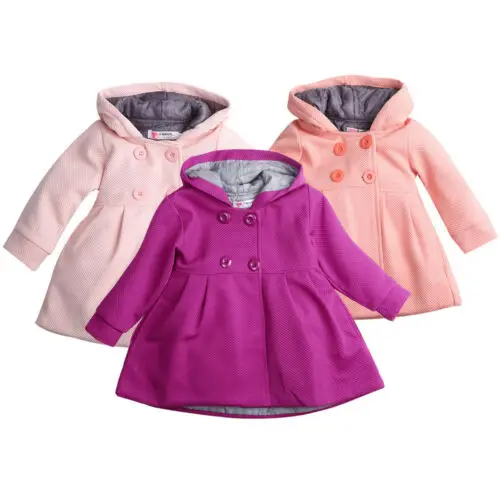 New Hot Sale Latest Baby Girl Hooded Trench Coat Winter Windbreaker Parka Jacket Kids Outerwear