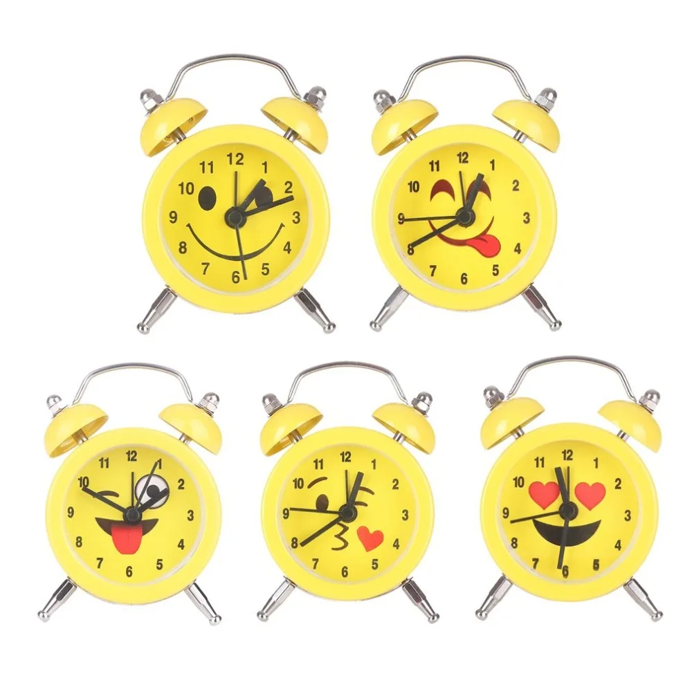 

Fashion Small Size Lovely Cute Facial Expression Alarm Clock Quartz Movement Home Bedside Desk Alarm Clock for Children