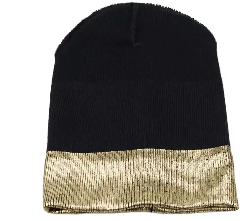 Новинка, модная зимняя женская шапка, hatskullies Beanies, теплые шапки, Женская Толстая шерстяная однотонная вязаная шапка унисекс с золотым тиснением
