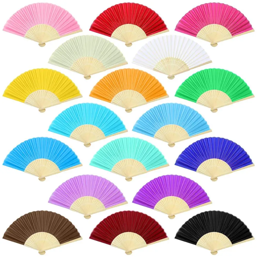 

Pattern Folding Dance Wedding Gifts for Guests Party Decoration Pocket Gifts Lace Silk DIY Hand Held Fan Home Decor Solid Color