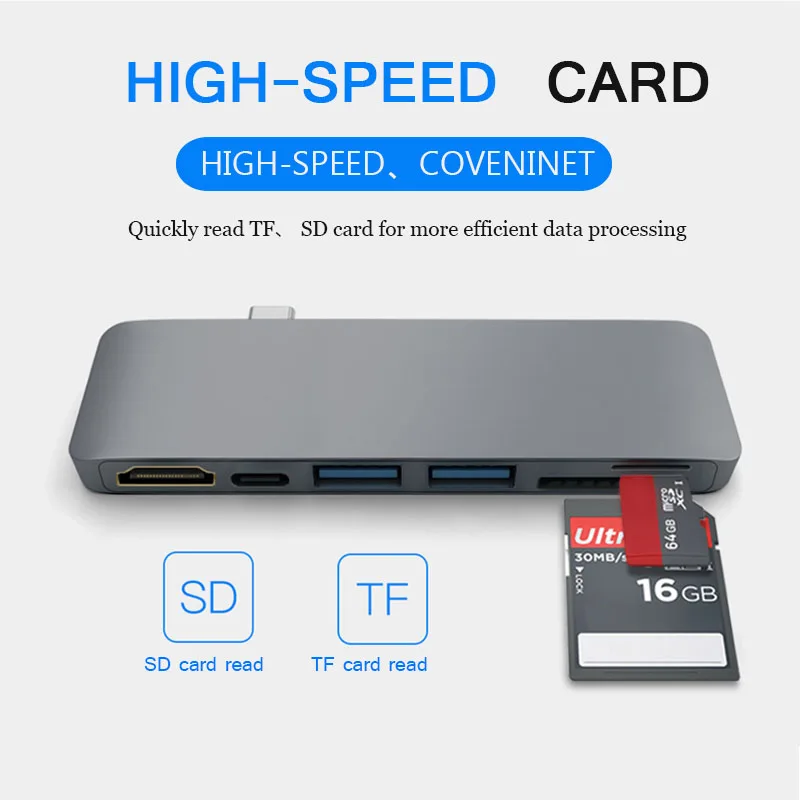 4K USB cargador USB 30 de Usb-C HUB HDMI tipo C eje adaptador del divisor del TF lector de tarjetas