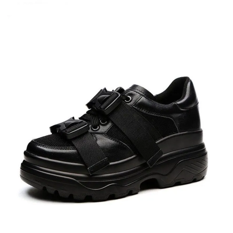 

fashion leather sneakers 2018 women shoes Spring autumn platform sneakers Leisure outdoor Lace-up slip on white Walking shoes