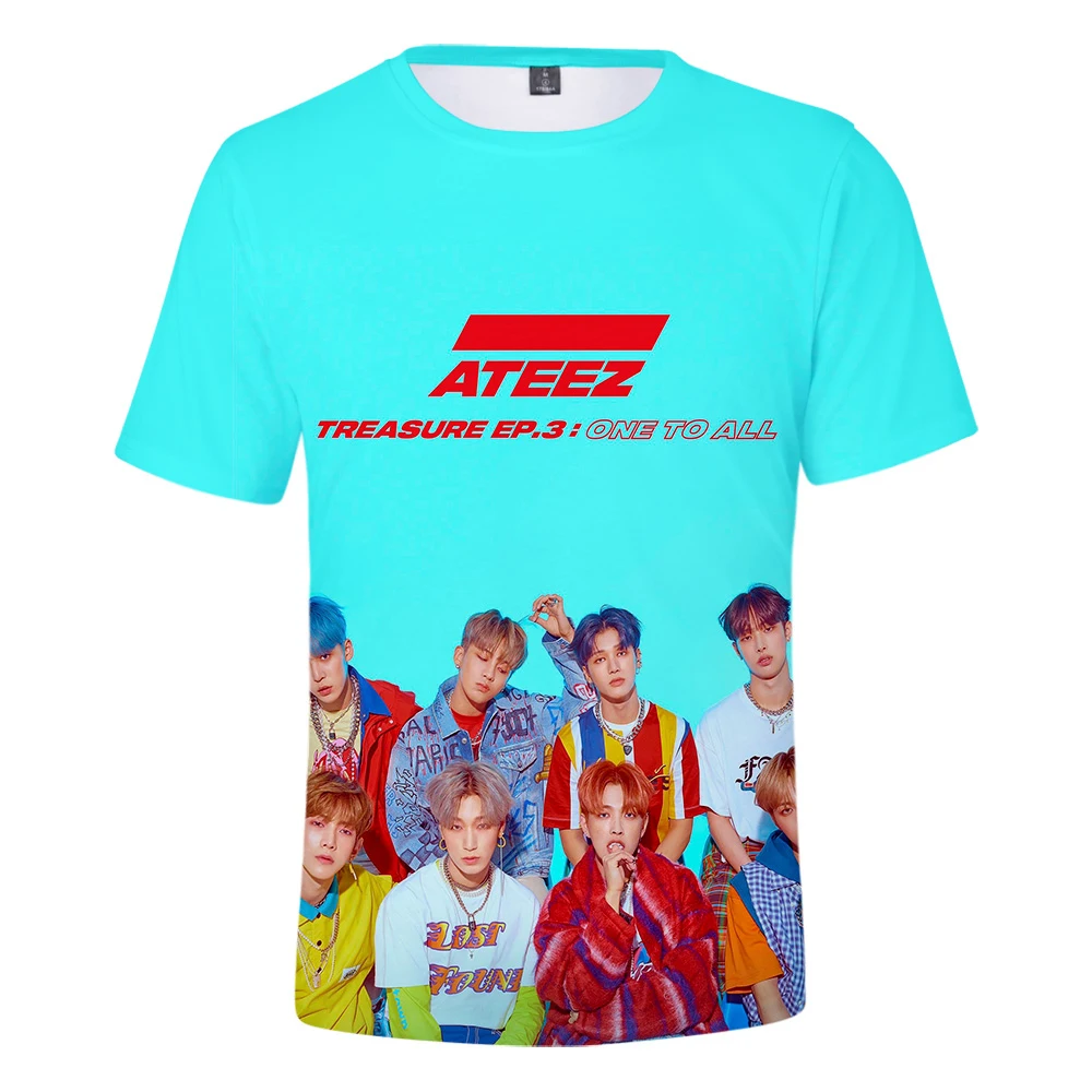 ATEEZ 3D Новые повседневные футболки Женская и мужская летняя одежда K pop Harajuku горячая Распродажа футболка с коротким рукавом плюс размер 4XL Футболка