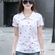 ZYFPGS Летняя Сексуальная футболка с короткими рукавами женская футболка с принтом дикий отворот Половина рукава Женская хлопковая рубашка Распродажа L0514